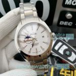 Swiss Quality Omega Seamaster Aqua Terra Moonphase Watch - SS White Dial
